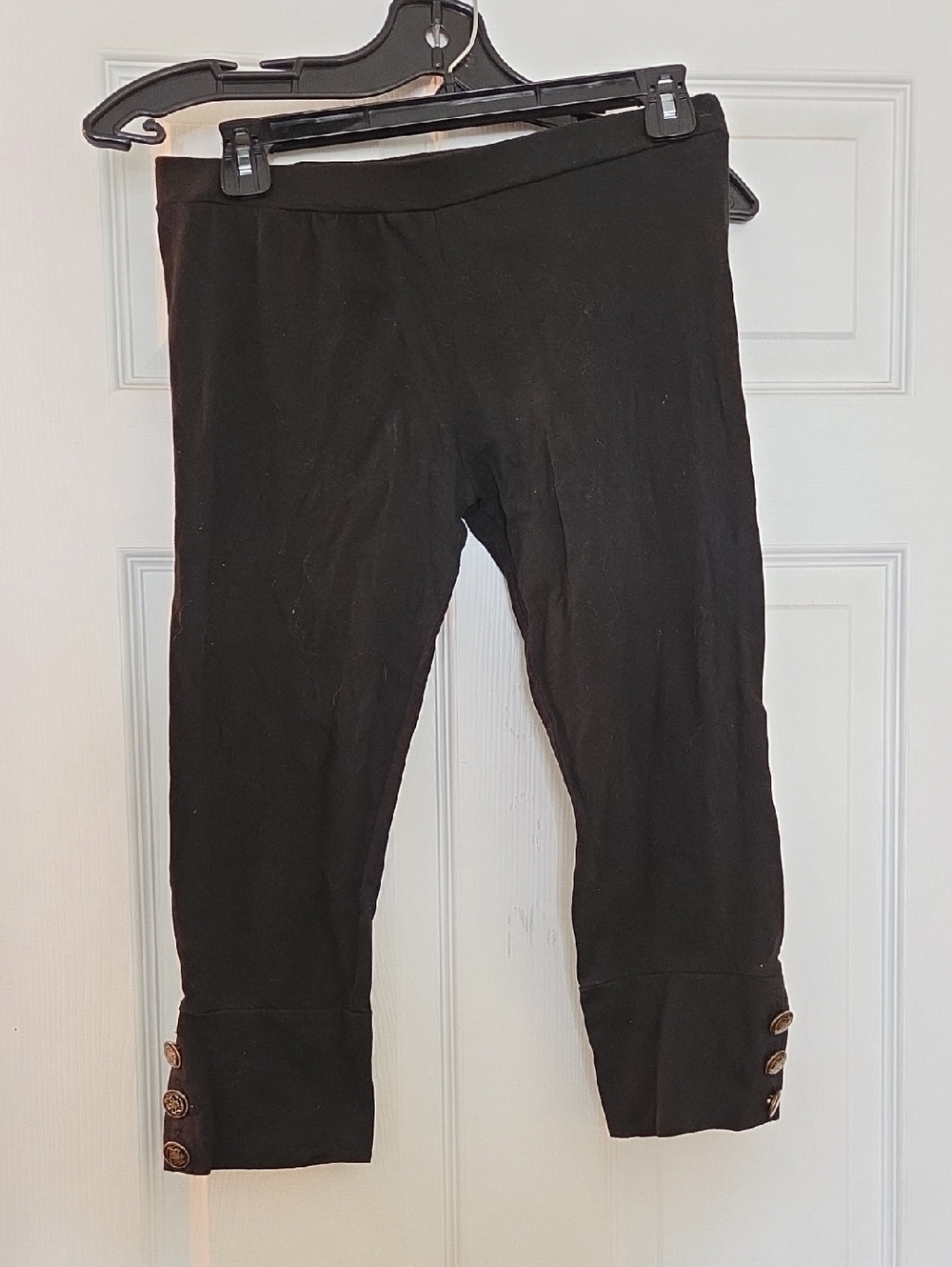 Streetwear Society Black Cropped Leggings with Button Cuffs